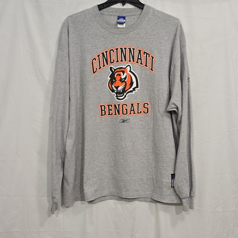Cincinnati Bengals Mens 2X Reebok NFL On Field Team Apparel Gray Long Sleeve